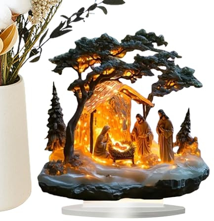 Generico Figure del presepe, presepe in acrilico | Decorazioni in acrilico Natività Desktop Figure - Squisite figure di per la casa, da tavolo di Natale per scrivania, davanzale