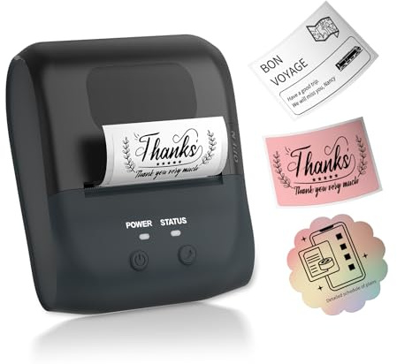 SupDesk Tragbarer Bluetooth-Etikettendrucker mit USB, Etikettiergerät | Bluetooth & USB; 25-48 mm Etiketten & Bonpapier; 203 DPI; 70 mm/s; 2200 mAh; 4BarCode App; Büro, Schule & Zuhause