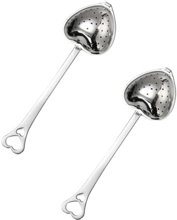2Pcs Silver Tea Strainers for Loose Tea Tea Infuser Heart Shaped Tea Filter Set Long Spoon Kitchen Mugs Diffuser with Handle Infuser Filter,Filters,Home Kitchen Spoon
