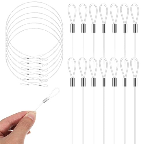 Cabilock Cuerda Transparente para Colgar Cuadros de Nylon 12 Unidades de 15 M Doble Extremo en Bucle Resistente y Versátil para Enmarcado y Decoración Artística