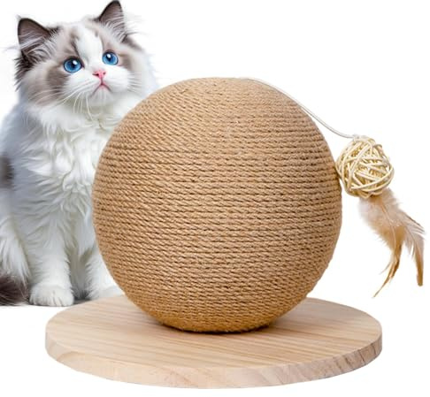 Tiragraffi Gatto - Sisal Palla Verticale Gatto Albero Giocattoli | Grande Tavola Gratta Interattivo Giocattoli, Resistente Senza Lanugine Animale Mobile Interno Animali Cani