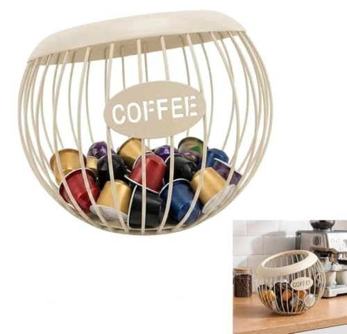 Kaffekapslar förvaring metall, kapselhållare, kaffekapslar, förvaring, stor kapacitet kaffepodsarrangör för kök och vit disk