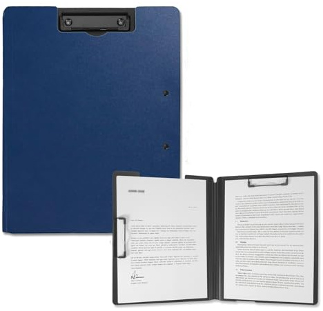 SITHON Portablocco A4, Raccoglitore in Plastica Foldover Clip Boards con Coperchio, Cartellina Portadocumenti con Doppia Clip, Portadocumenti Leggeri Per Scuola Industria Ufficio, Blu navy