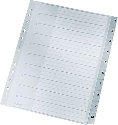 LEITZ Plastikregister, Zahlen/1280, grau, 1-10, A4, 238mm, 297mm