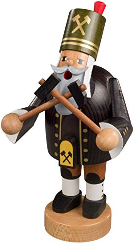 KWO Olbernhau 21184 Räuchermann Bergmann mit Hammerund Schlägel, 20 cm