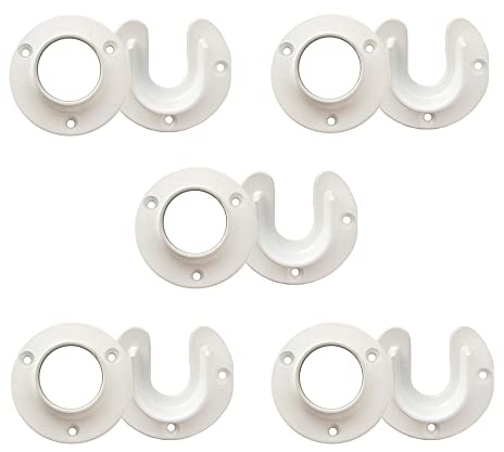 Design House Closet Rod Brackets, Fits Standard Closet Rods, Durable, White, 5-Pack Closet Rod Support Sockets, 2.75 in. Diameter x 0.88 in.W, 182717