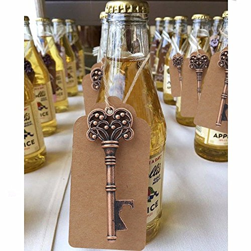DISOK Lote 20 Llaveros Abrebotellas Abridor Corazón Bronce con Tarjeta Kraft - Ideal para Detalles de Bodas! …