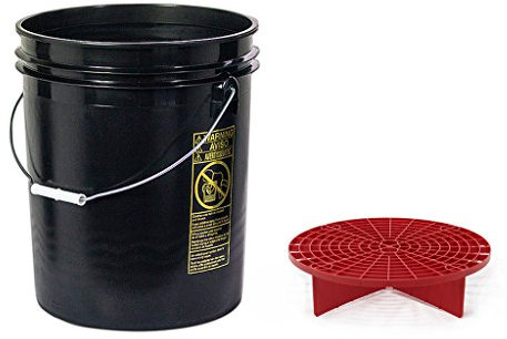Detailmate® set: 1x US car wash bucket 5 gallons (19L), 1x wash bucket 3.5 gallons (12.5L) and 1x Grit Guard insert in blue, Grit Guard Eimer Einsatz Blau, Wasch Eimer 3,5 Gallonen (12,5L) grey