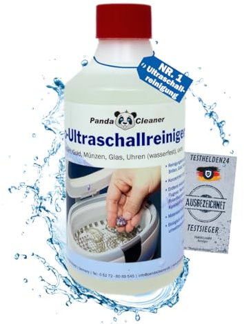 PandaCleaner Ultraschallreiniger für Ultraschallbad - Ultraschall Reiniger | 500ml Konzentrat für Brillen, Dentalprodukte, Gold, Münzen, Glas, Uhren(wasserfest) uvm. - Sonnenbrillen, Kunststoffgläser