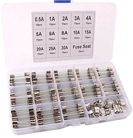 QitinDasen 130Pcs Professional 6 X 30mm Car Tube Fuses, Fast Blow Set With 20Pcs Fuse Seat (AMP: 0.5/1/2/3/4/5/6/8/10/15/20/25/30A)