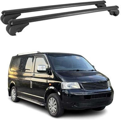 OMAC Dachträger für VW T5 T6 T6.1 Multivan Caravelle Transporter Schwarz | TÜV/DIN 75302:2019 geprüft, Abschließbar, bis 75 kg Traglast, Querträger, Grundträger