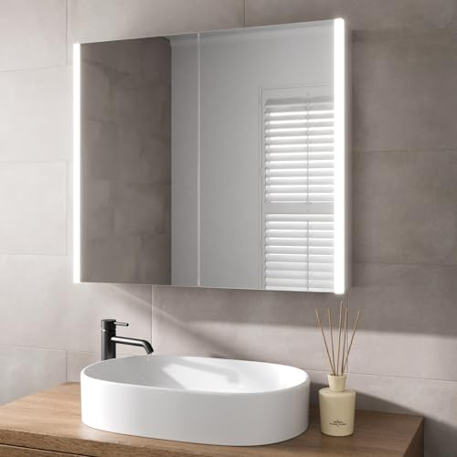 Artis® 600 x 700mm Bathroom Mirror Cabinet LED Lights Wall Mounted Demister Shaver Illuminated Mirrors for Bathrooms, Mains Powered, Motion Sensor