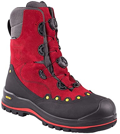 Pfanner Herren BOA® Schnittschutzschuh Klasse 2, Schwarz Rot, 42 EU, Vibram, Leder, Komfort, PFCB-8 1/2, Stiefel, Outdoor, Rough Terrain, Erwachsene Männer, Outdoor-Enthusiasten