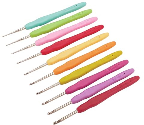 10 Stück Kleines Häkelnadel-Set 0,5 mm bis 2,75 mm ergonomische Häkelnadeln mit weichem Griff Faden häkeln Schnürhaken aus Stahl