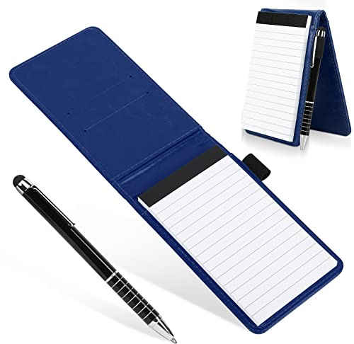 PequeñO Bloc De Notas Mini Bolsillo Bloc De Notas Reemplazable, Bloc De Notas De Piel A7 PequeñO Y PráCtico Cuaderno Para Notas Con BolíGrafo, Nota De Negocio De Cuero Para Adultos Estudiantes (Azul)