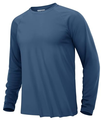 KEFITEVD T-shirt herr långärmad UV-skydd UPF 50+ lätt snabbtorkande funktionell skjorta sommar surfskjorta långärmad utomhus skjorta löpartröja, Blaugrau, S