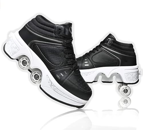Scarpe con ruote pattini luminosi a LED pattini a rotelle regolabili a 4 ruote nascoste per scarpe sportive da corsa con cui giocare per uomini donne e bambini