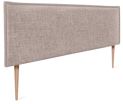 DHOME Testiera in lino naturale con bordo della testiera imbottito Letto moderno TOP TRENDING (Terra, 145x105cm con Gambe (Letto 120/135/140))