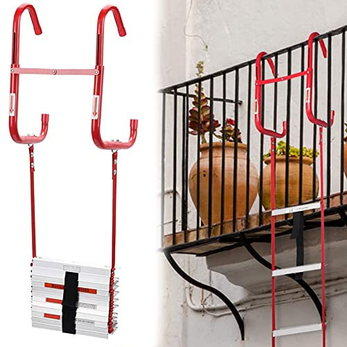 ROGHA Feuerleiter, Strickleiter Maximale 450 kg Belastbarkeit, Feuerleiter mit Edelstahlhaken, NotRettungsleiter Fluchtleiter Sicherheitsleiter, Perfekt Für Fenster Und Balkon,13FT/4M