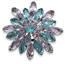 Brosche Pin Anstecknadel 3D Strass Flieder - Türkis