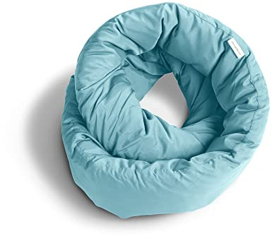 Huzi Infinity Pillow – Reise-Nackenkissen – Vielseitiger weicher 360 Stützschal – maschinenwaschbar – Zuhause, Reisen, Flug, Roadtrips (Luftiges Blau)