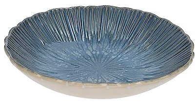 Keyhomestore KEYHOME | Insalatiera in Ceramica Color Turchese con Decoro Corallo