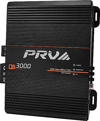 PRV Audio QS3000 1 Ohm 3000 Watt Amp Car Audio Amplifier Full Range HD Sound 1 Channel 3K Car Amp with Built-in HPF and LPF Controls for PRO Audio Systems