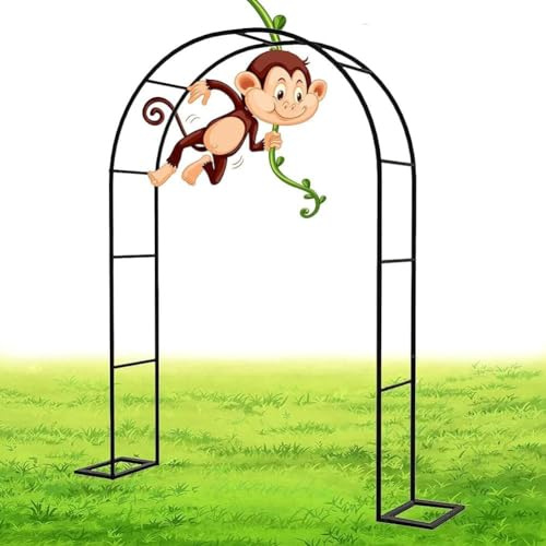 MISKYN Arco De Jardín De Metal con Base, Arco De Boda Interior/Exterior Duradero Arcos Decorativos para Rosas Plantas Trepadoras,Blanco,W3.5M*H2.2M