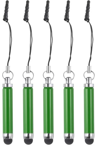 sourcing map 5pcs Metallic Stylus Pen Retractable Aluminum Alloy Mini Capacitive Pens for Universal All Touch Screen Devices, Green