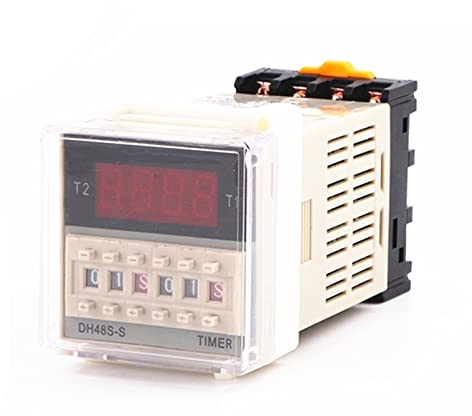Relais Double temporisé Programmable DH48S-S, avec Tension de Prise DC12V DC24V AC110 AC220V 0.1S-9.9S 1S-99S 1M-99M 0.1H-99H (Size : DC24V)