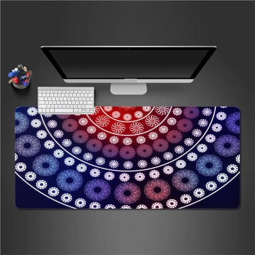 QiHon Gaming Mauspad XXL Lila Rote Blume Großes Mauspad Schreibtischauflage mit Vernähte Kanten Einer speziellen Oberfläche verbessert Geschwindigkeit und Präzision 1000x500x2mm