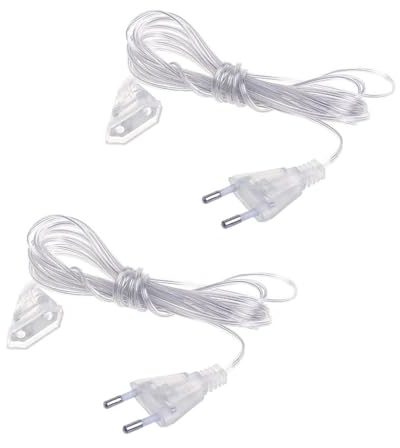 parallelower 2 Pezzi Prolunga Elettrica 5 Metri Cavo Elettrico in Pvc Trasparente 220 V Prolunghe Trasparente con Spina Europea per Luce a LED e Illuminazione per Esterni