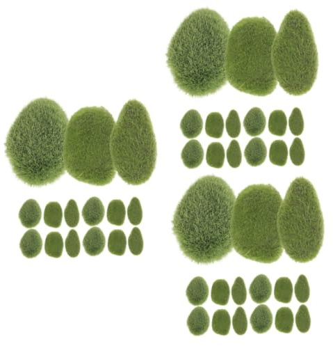 DIYEAH 3sets Decorative Balls Artificial Moss Stones for Decoration Garden Mossy Stones Fish Tank Faux Rocks for Home 15pcs*3