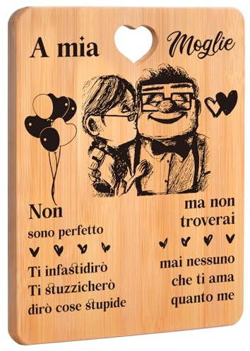 Regalo per Lei, Regalo Anniversario Matrimonio, Regalo Fidanzata, Regalo San Valentino Anniversario Matrimonio per Moglie - Tagliere di Bambù.