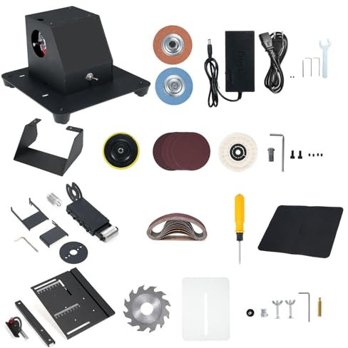 Vislone Doppia smerigliatrice, mola, lucidatrice, levigatrice a nastro, mini sega circolare da tavolo, doppia smerigliatrice multifunzionale, lucidatrice, lucidatura metallica, 7 velocità regolabile