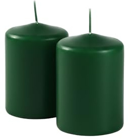 Cereria Di Giorgio - 4 Candele Cero - Ø 7 cm h. 10 cm - Verde Scuro