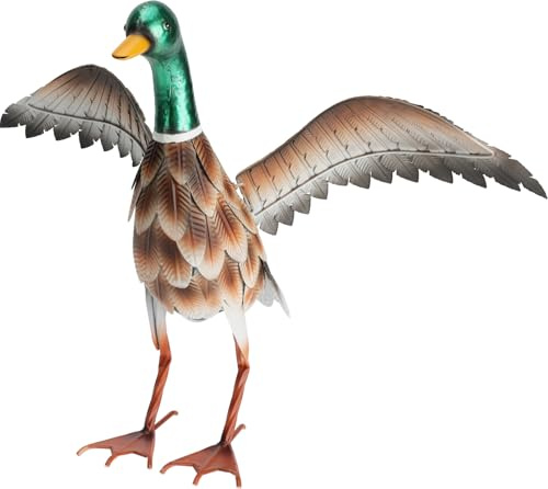 Muddy Hands Metal Garden Ornament Tall Outdoor Free Standing Decorative Statue (Duck)