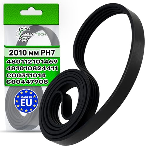Courroie Seche Linge Poly-V 2010 mm PH7 avec Code Original 480112101469 481010824411 C00311014 C00447908 pour Whirlpool pour Indesit - MADE IN EU - Garantie de 5 Ans - ONIX TECH