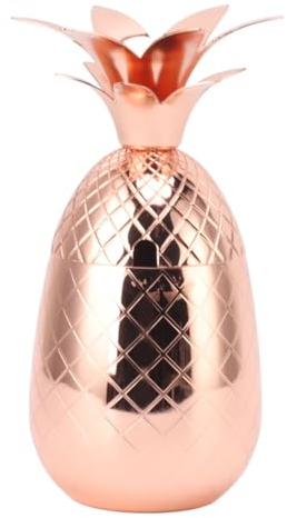 Coctelera, mezclador de cócteles de 500 ml, mezclador de acero inoxidable, coctelera de piña dorada, linda coctelera para bar en casa (Rose Gold)