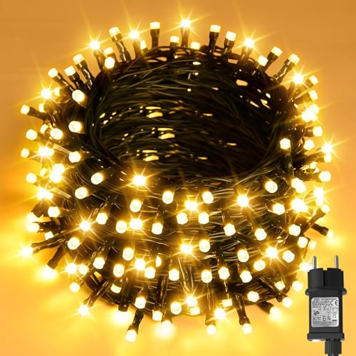 cshare Weihnachten Lichterkette Außen, 40M 400er LED Lichterketten Strom mit Timer 8 Modi Wasserdicht für Weihnachtsbaum Garten Außen Innen Dekoration Warmweiß