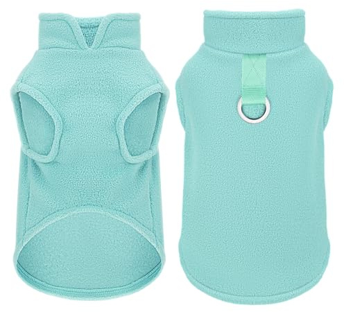 Sleeveless Vest Polyester Dog Jacket Tank Top Leash Ring Turquoise M