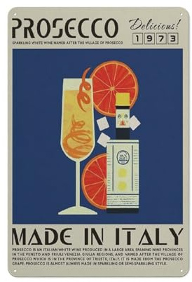 ACDOET Rustic Metal Tin Sign Funny Cocktail Print Decor Prosecco Art Wall Painting Posters Modern Home Kitchen Bar Decoration 8x12 Inch