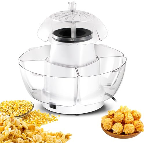 Machine à Pop-Corn à Air Chaud, Machine à Pop-Corn électrique 1000 W, sans Huile Et Facile à Nettoyer, Grande Capacité De 70 G, Pop-Corn en 2 Minutes, Partage Détachable De 4 Boîtes