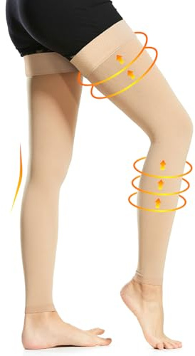 Ailaka 20-30 mmHg Kompressionsstrümpfe für Frauen und Männer, Oberschenkel-Länge, Mit Silikonrand für besseren Halt