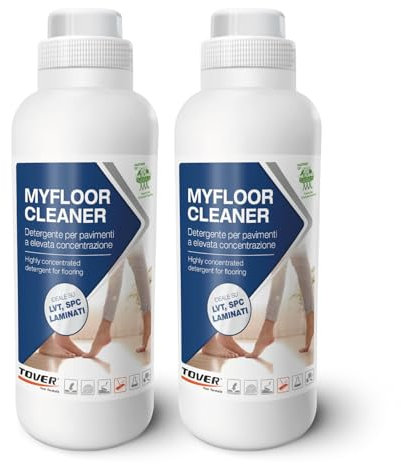 TOVER, Myfloor Cleaner kit 2 pezzi, Detersivo pavimenti, Detergente per pavimenti in gres, marmo, laminato, SPC, LVT, Elevato potere sgrassante, 2 unità (2 bottiglie da 1L)