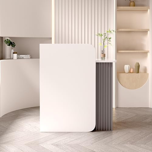 Empfangstheke Empfangstresen Rezeptionstheke Reception Desk Moderner Tresen Bar Theke Bartheke Begrüßungstheke Verkaufstheke Counter Büromöbel mit Schubladen für Hausbar Büro Firmenhallen(White with g