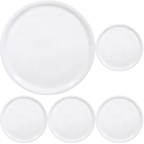 HENDI Assiette à pizza ronde, porcelaine, motif: unicolore, conviennent pour la lave-vaisselle et les fours à micro-ondes, ⌀280 mm, blanc (Lot de 5)