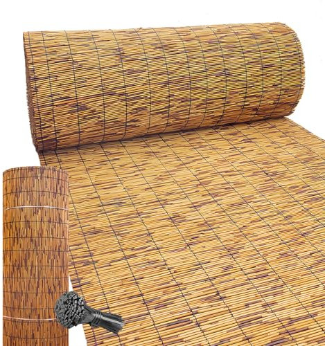 Genérico Celosias para Terraza Exterior, Blackout Bambu Valla con Bridas, Ocultacion Cerca de Caña, Cañas de Bambu Decoracion, Natural Cerca para Cerramientos Y Decoración Jardín, Balcón(60 * 500cm)