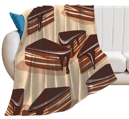 Chocolate Cake Slices Trendy Throw Blanket Unisex Fuzzy Cozy Flannel Throws for Sofa Couch Bed 30*40（76 * 100cm）