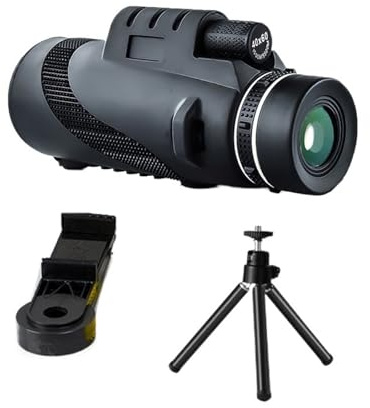 Monoculare HD 40x60 Professionale Portatile con Obiettivo per Telefono Cellulare, Zoom a Lungo Raggio, monoculare per Birdwatching all'aperto, Campeggio, Immagini nitide (treppiede con Clip per Tele